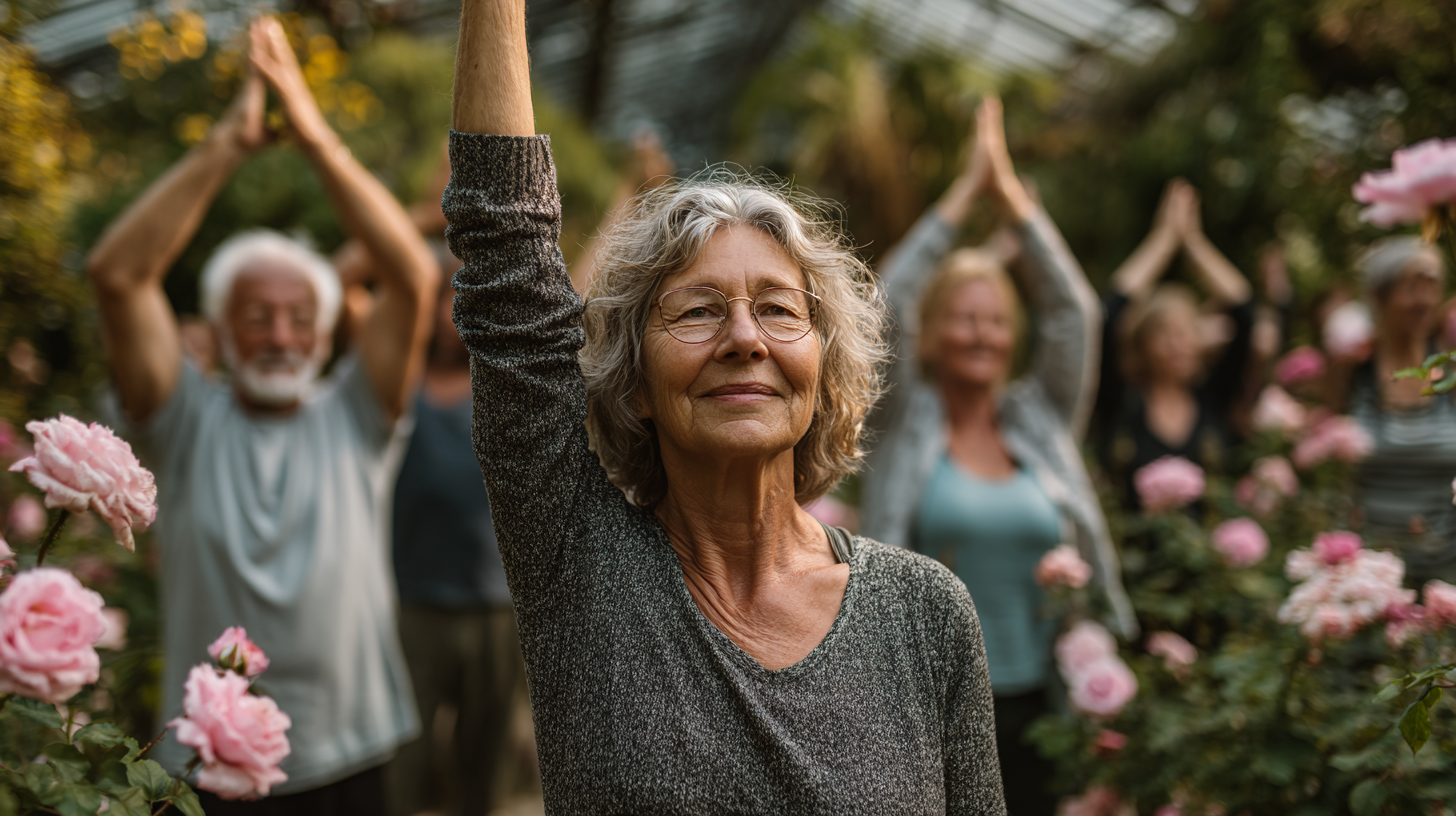 Yoga pentru seniori în natură